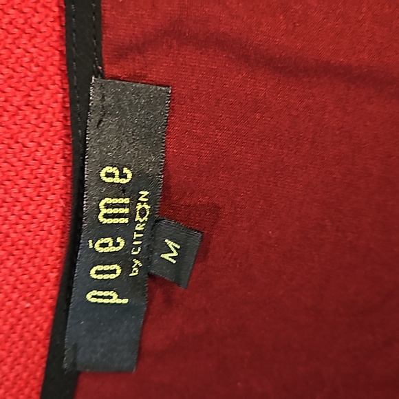 POEME Citron long sleeve multicolor mixed texture tunic top Med. maroon - Picture 5 of 7